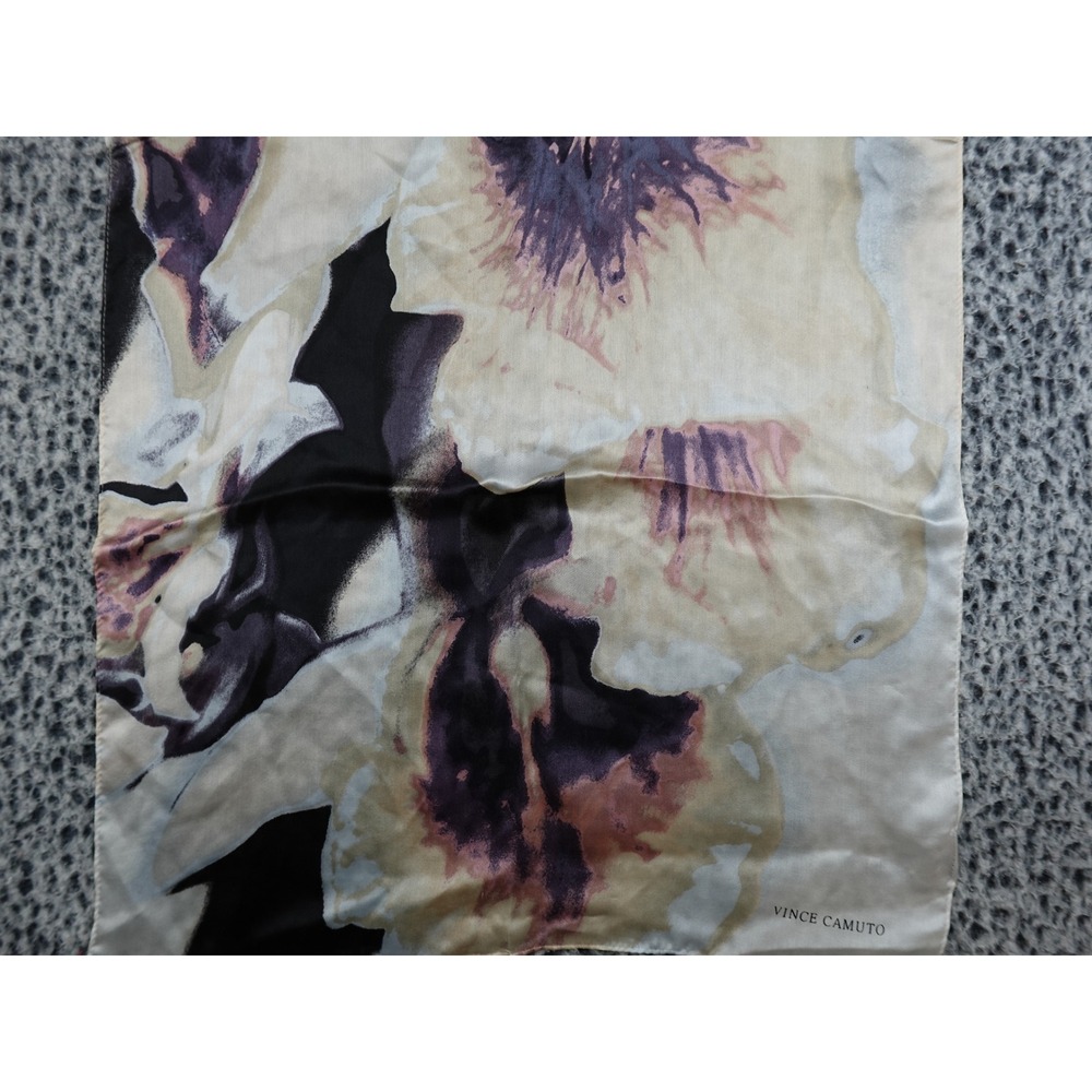 Vince Camuto Scarf Womens OS Champagne Floral Silk Rectangular Lightweight - Picture 3 of 7
